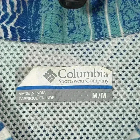 Columbia Shirt Men's Medium Button Up Camp Tribal Fish Print PFG Fishing Outdoor - Picture 6 of 10